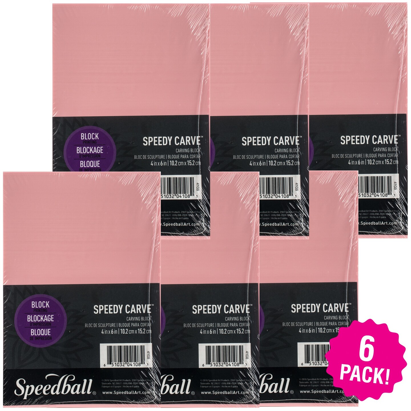 Multipack of 6 - Speedball Speedy-Carve Block-4&#x22;X6&#x22;