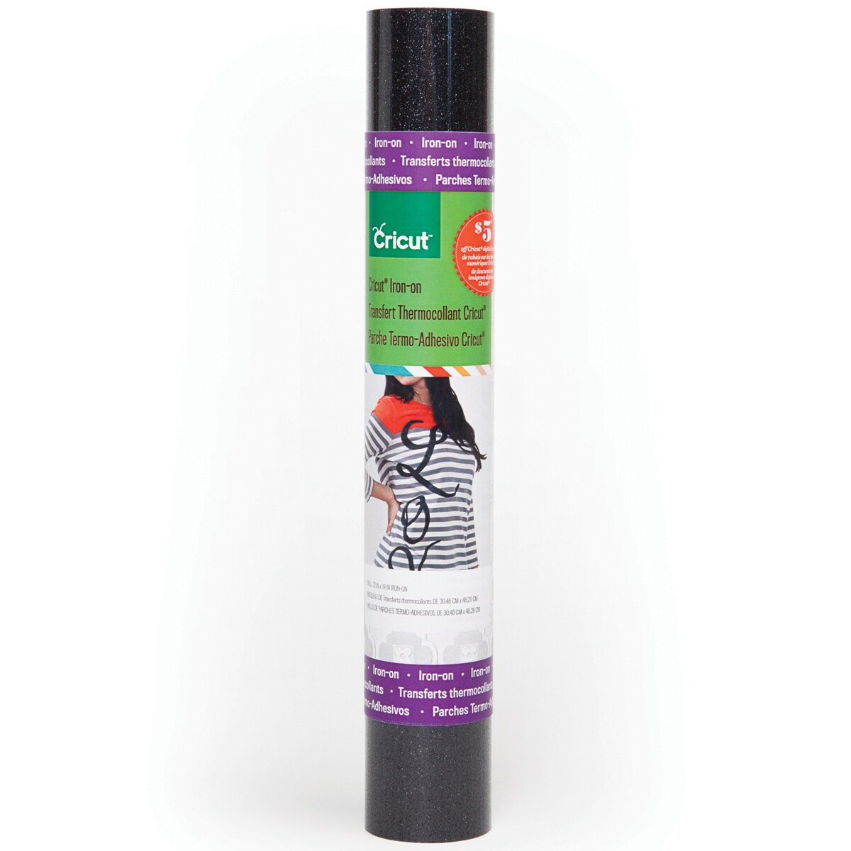 Multipack of 6 - Cricut Iron-On Glitter Vinyl 12&#x22;X19&#x22; Roll-Black