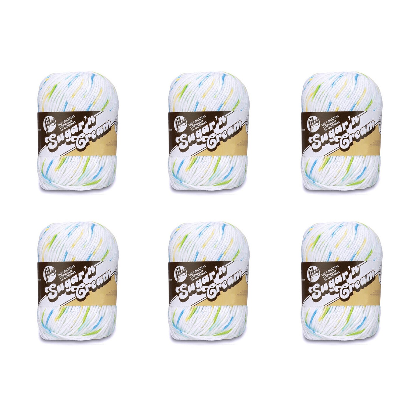 Lily Sugar&#x27;N Cream Super Size Summer Print Yarn - 6 Pack of 85g/3oz - Cotton - 4 Medium (Worsted) - 150 Yards - Knitting/Crochet