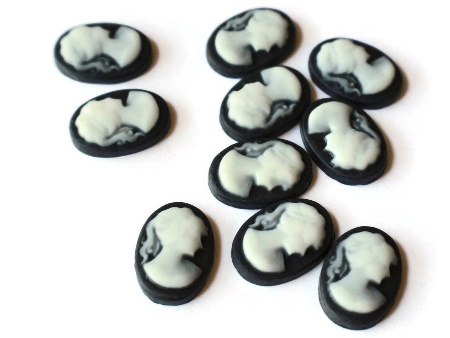 10 18x13mm Black Cameo Cabochons Resin Flat Back Greek Woman Cameo Cabochons