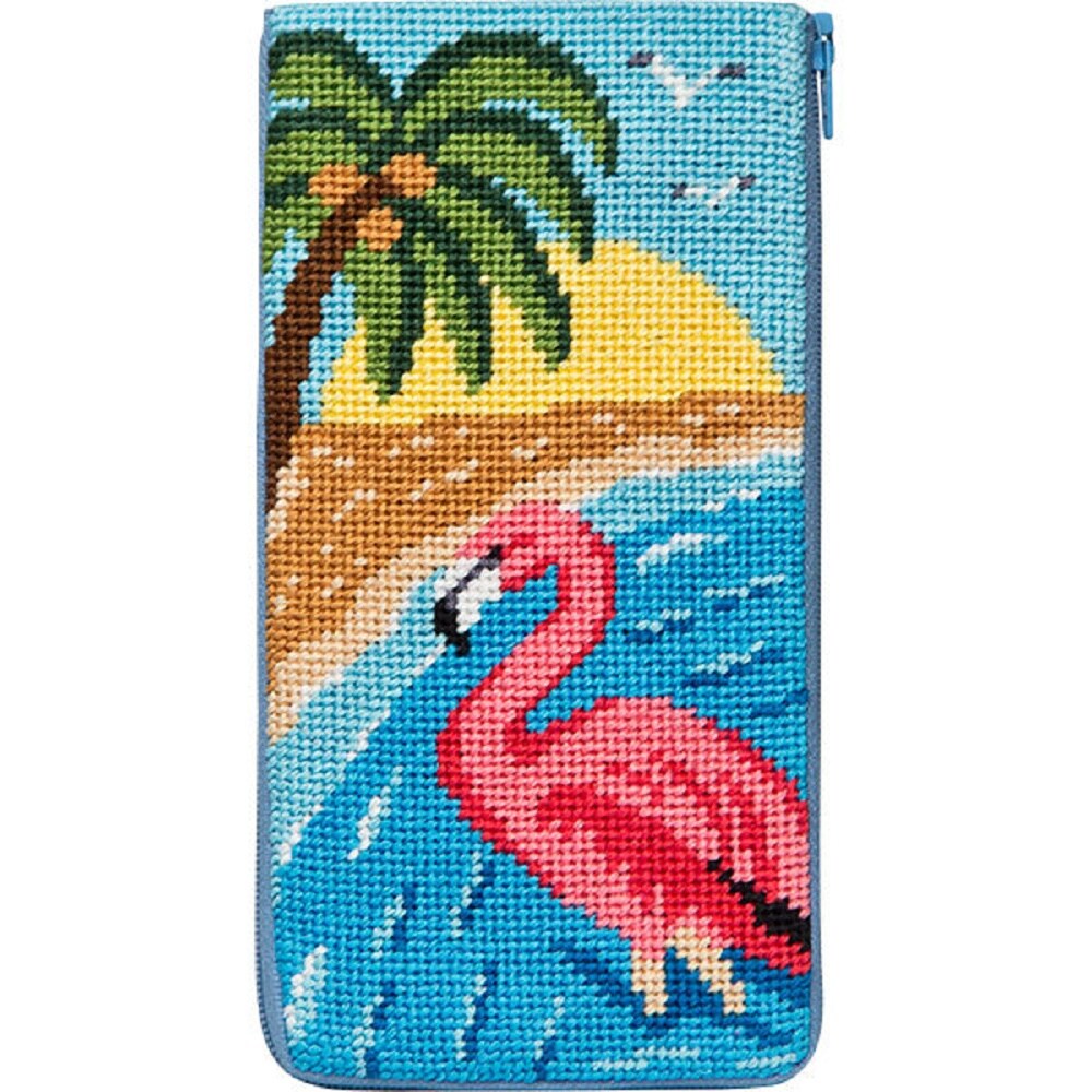 Alice Peterson Stitch & Zip Needlepoint Eyeglass Case Kit SZ483 Flamingo Michaels