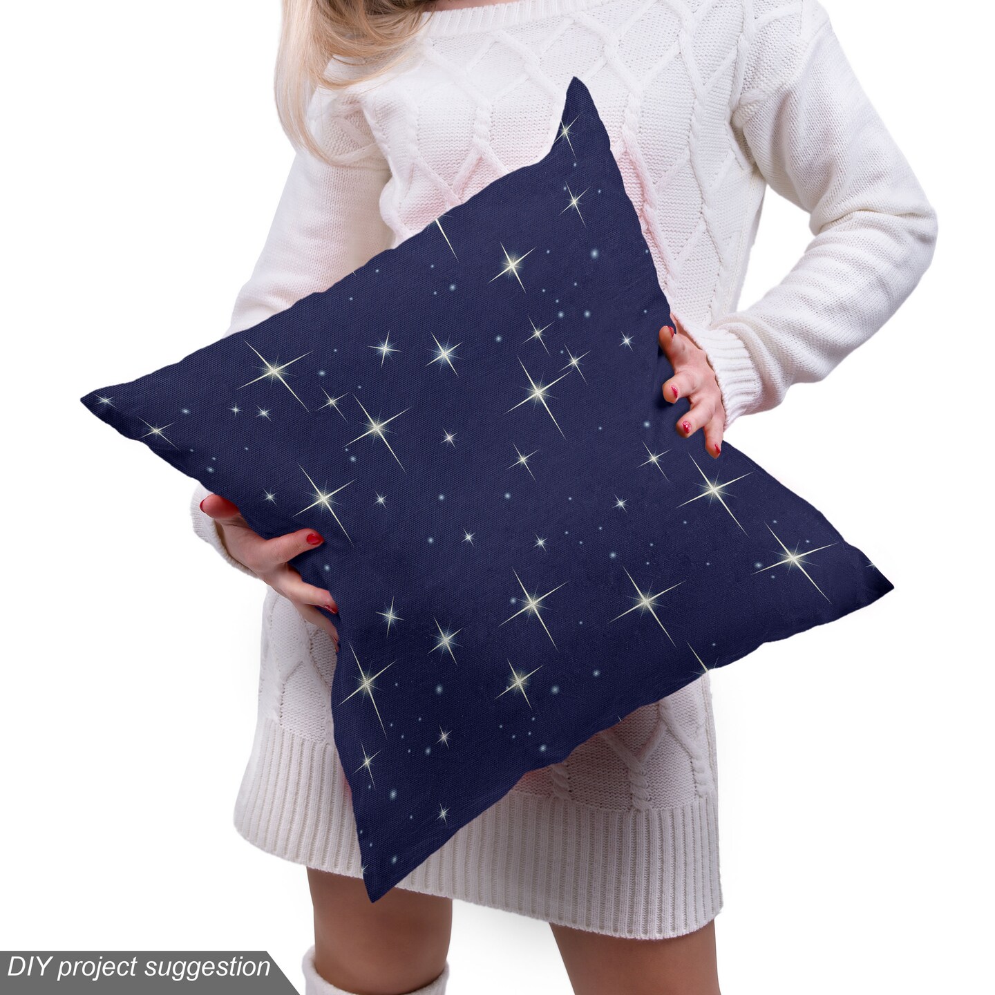 Ambesonne Space Fabric by the Yard, Night Sky Stars Romantic Cosmos Themed Image Dotted Background Constellation, Decorative Fabric for Upholstery and Home Accents, 1 Yard, Purple White