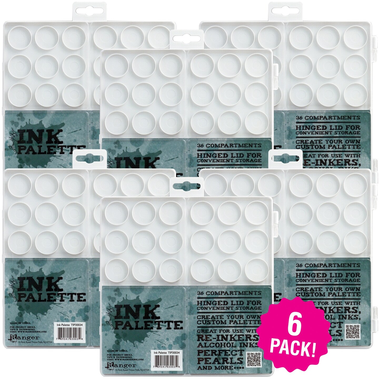 Multipack of 6 - Tim Holtz Ink Palette-7.5&#x22;X7.5&#x22;