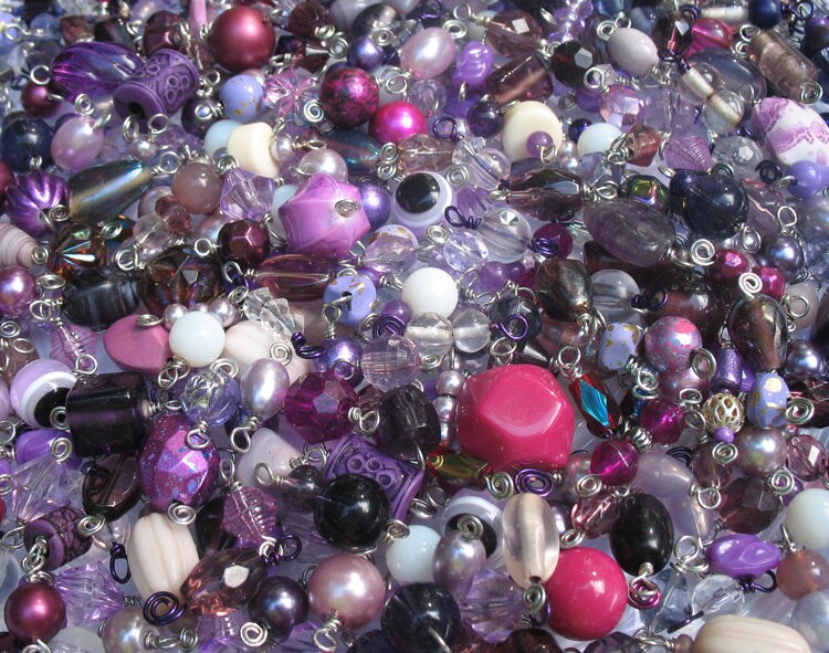 Purple Bead Charms Grab Bag, 25 pc Dangle Charm Assortment, Adorabilities