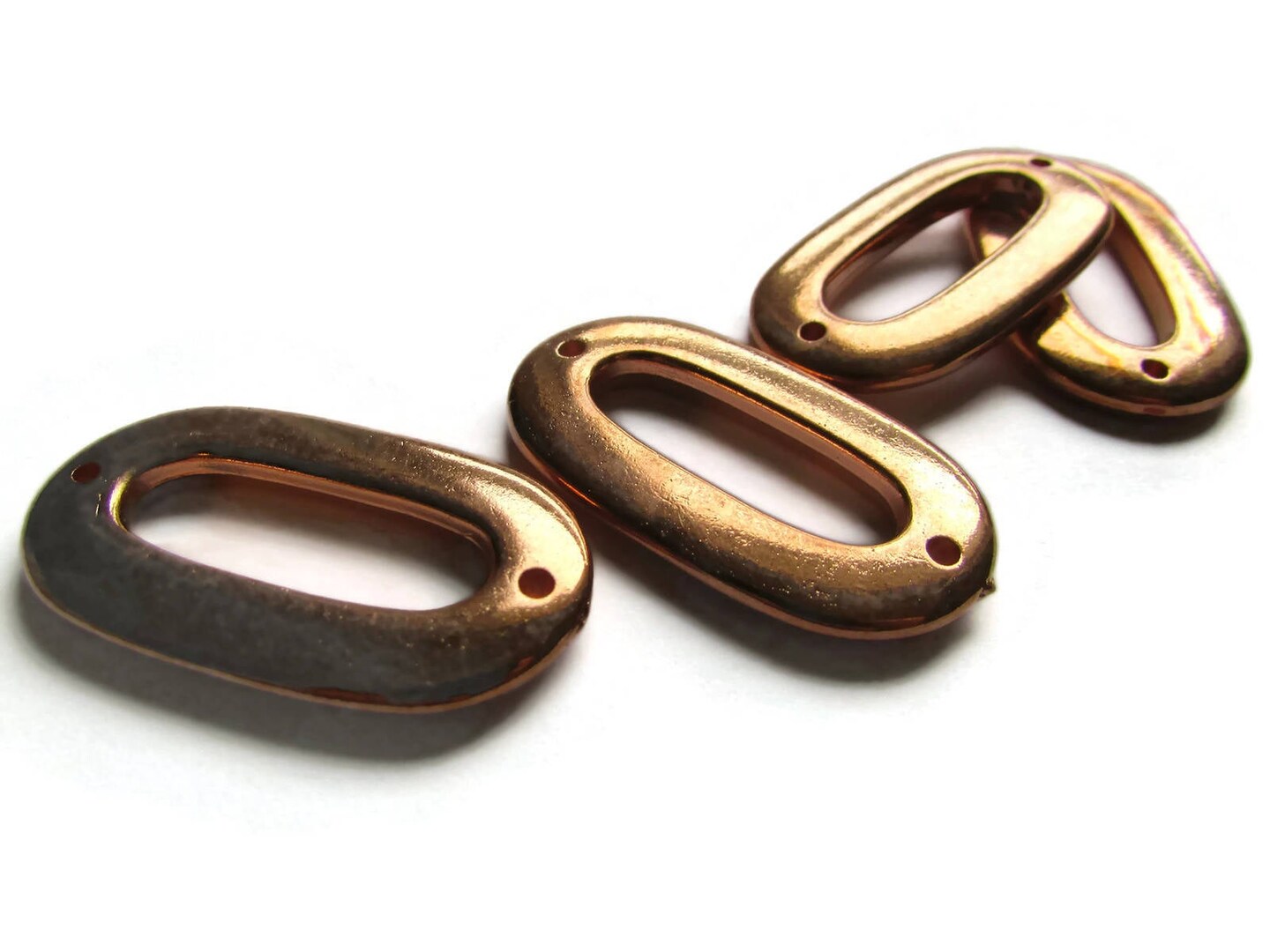 4 38mm Vintage Red Copper Beads Flat Oval Donut Copper Plated Plastic Beads