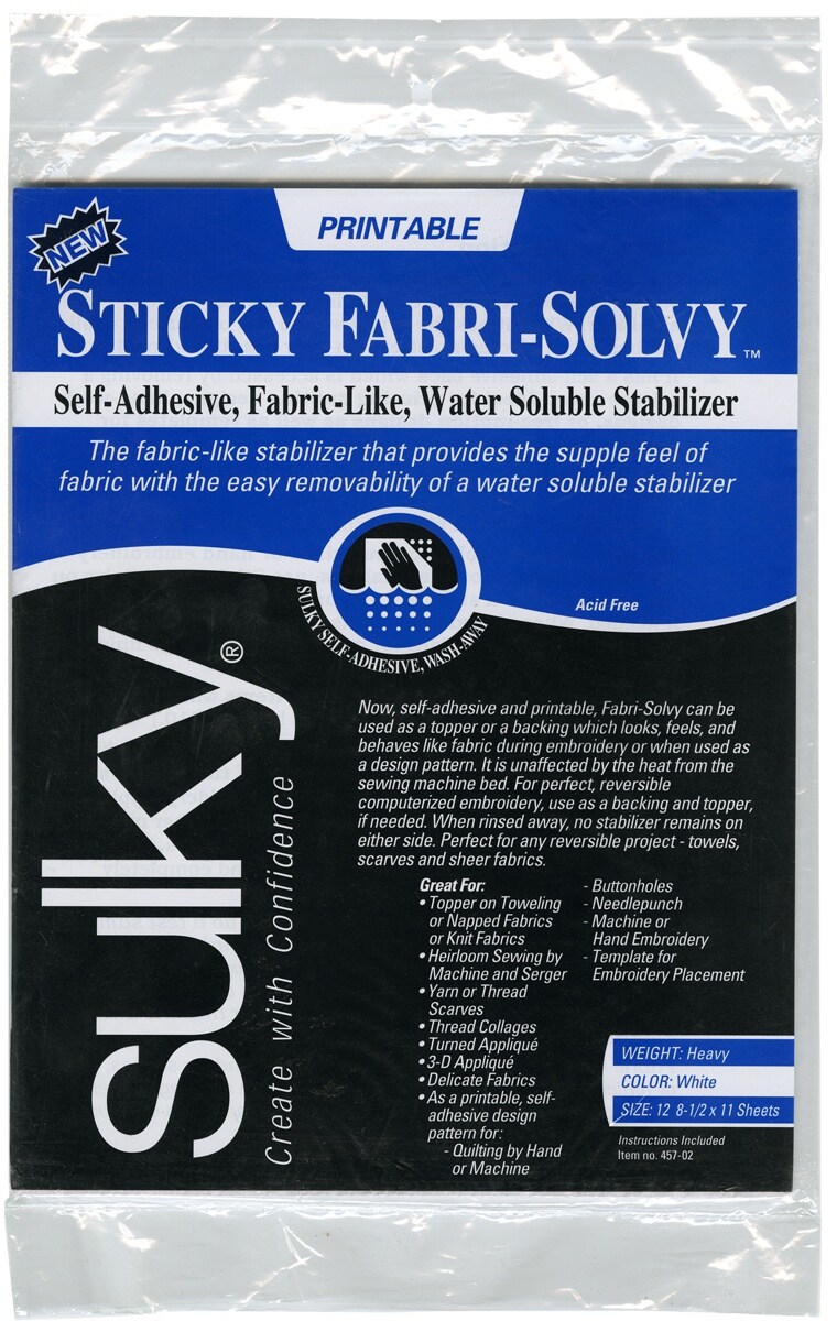 Multipack of 3 - Sulky Sticky Fabri-Solvy Stabilizer 12/Pkg-8.5"X11"