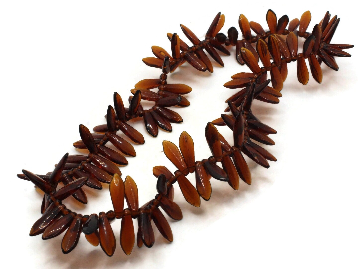 140 16mm Brown Dagger Beads Czech Glass Beads