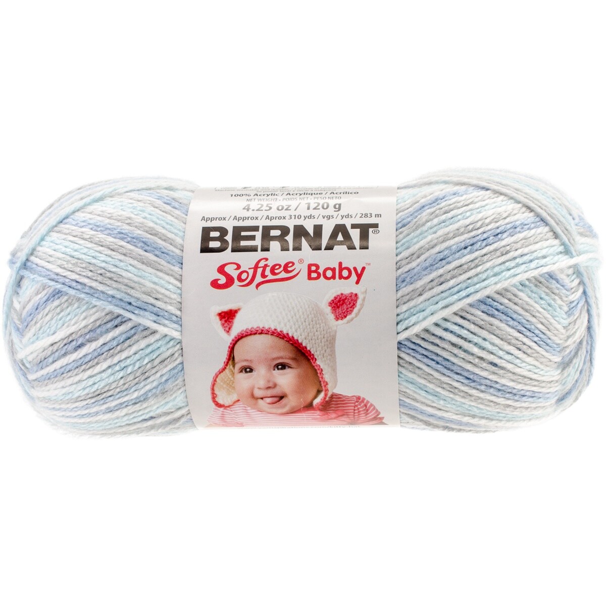 Bernat Softee Baby Blue Flannel Yarn - 3 Pack of 120g/4.25oz - Acrylic - 3  DK (Light) - 310 Yards - Knitting/Crochet