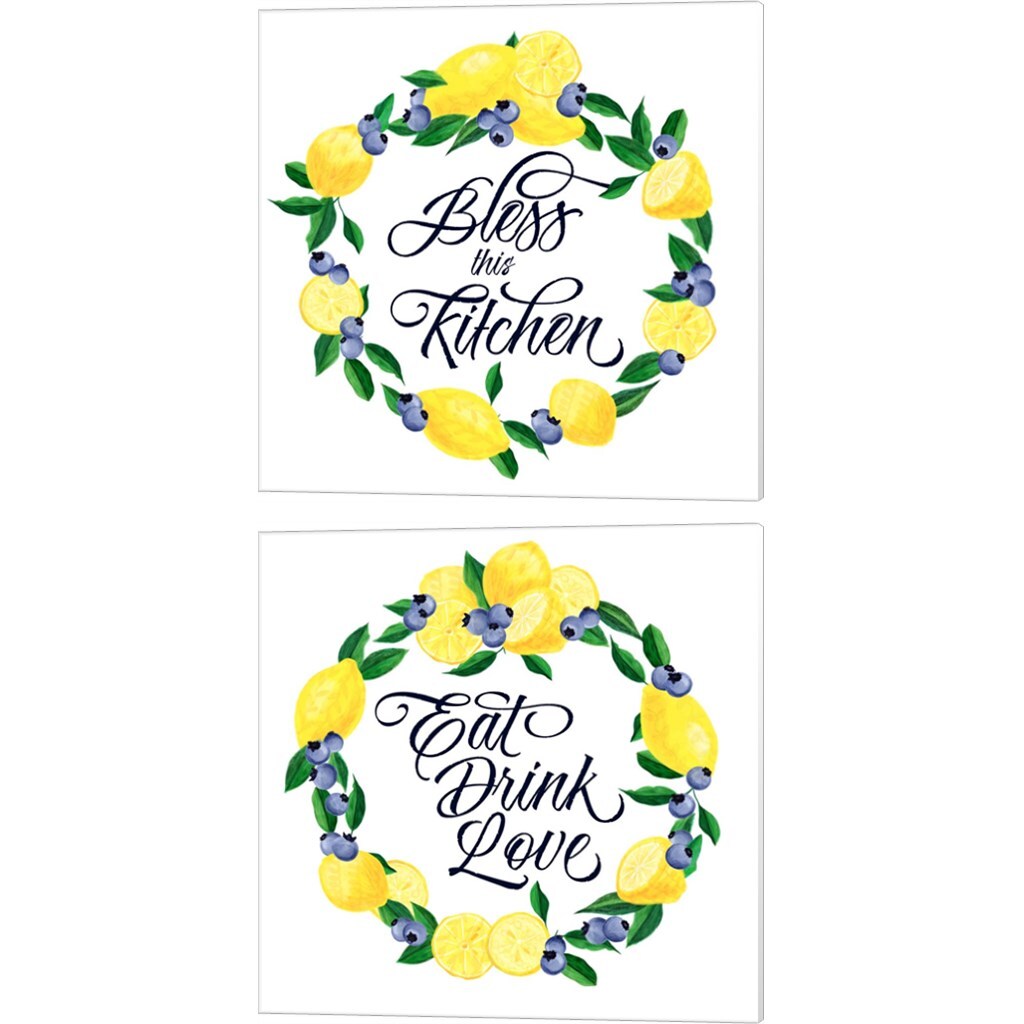 Lemon Blueberry Kitchen Sign by Noonday Design 14" x 14" Canvas Wall Art (Set of 2)