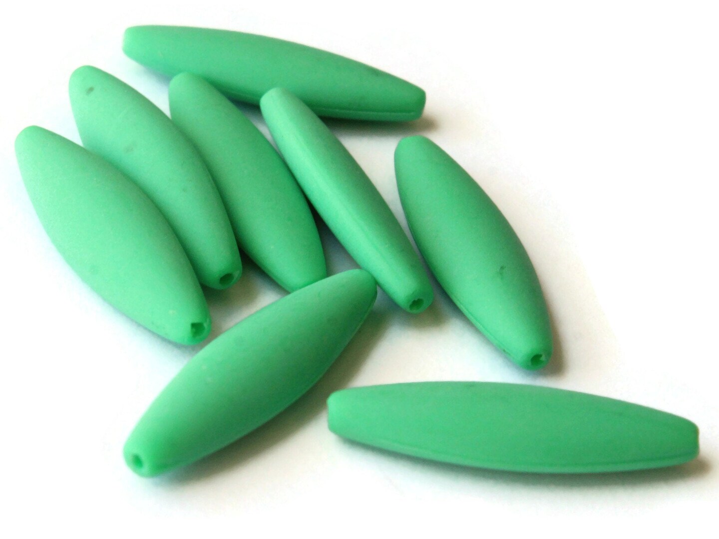 8 28mm Green Vintage Plastic Flat Tube Beads - Marquis Beads
