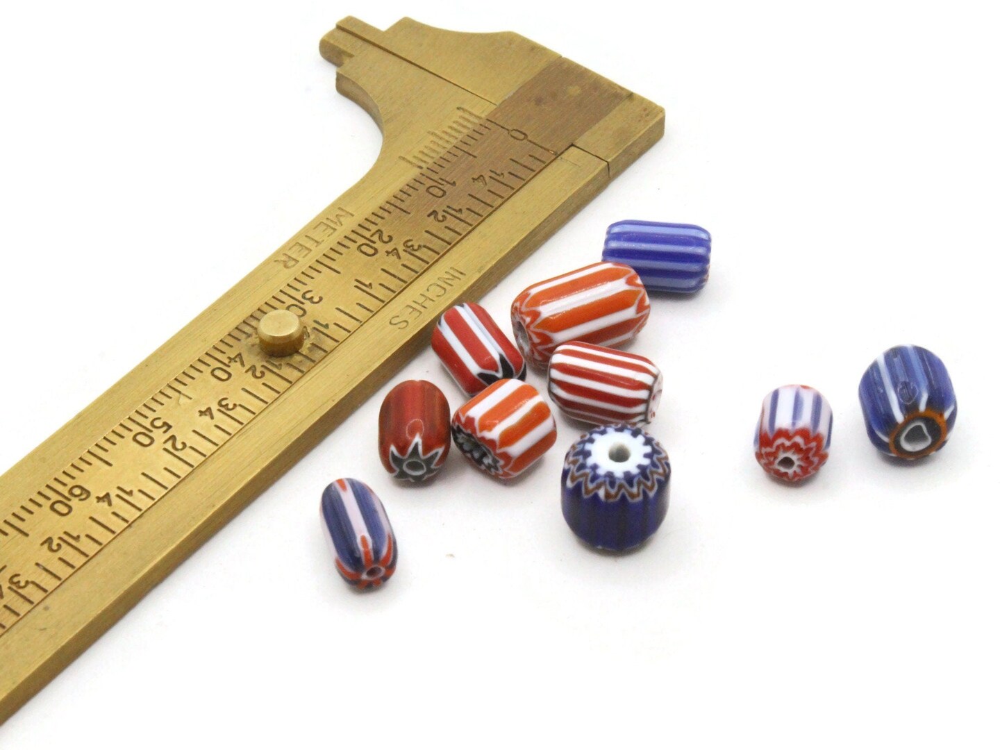 10 Multi-color Mixed Chevron Glass Tube Beads    Rosetta Tube Beads