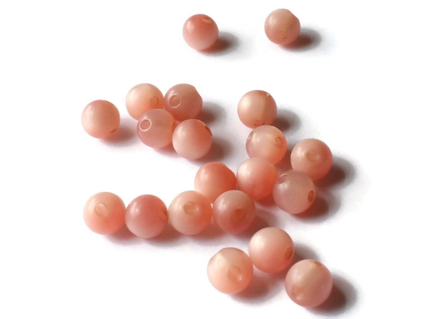 25 8mm 5/16 Inch Pink Ball Buttons Moonglow Lucite Round Buttons Vintage Lucite Button