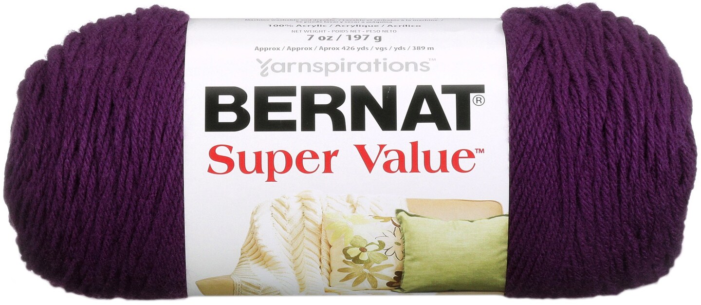 Bernat Super Value Mulberry Yarn - 3 Pack of 198g/7oz - Acrylic - 4 Medium (Worsted) - 426 Yards - Knitting/Crochet