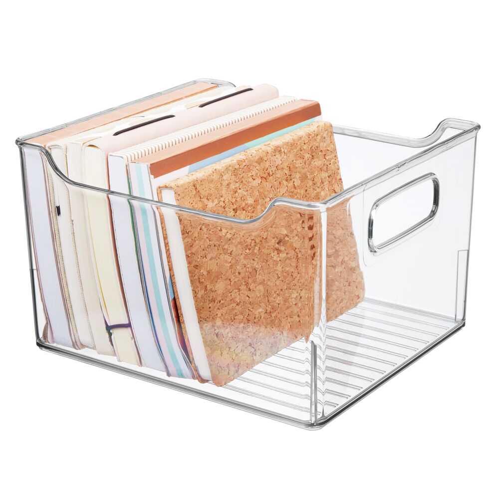 mDesign Large Plastic Home Office Desk Storage Organizer Bin, 4 Pack