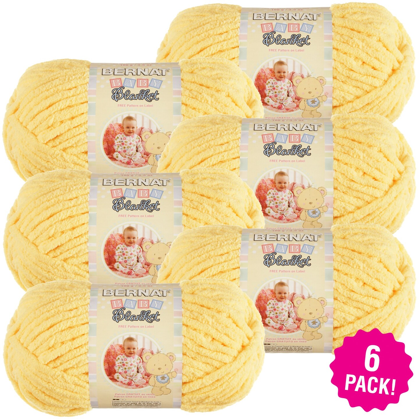 Multipack of 6 - Bernat Baby Blanket Yarn-Yellow