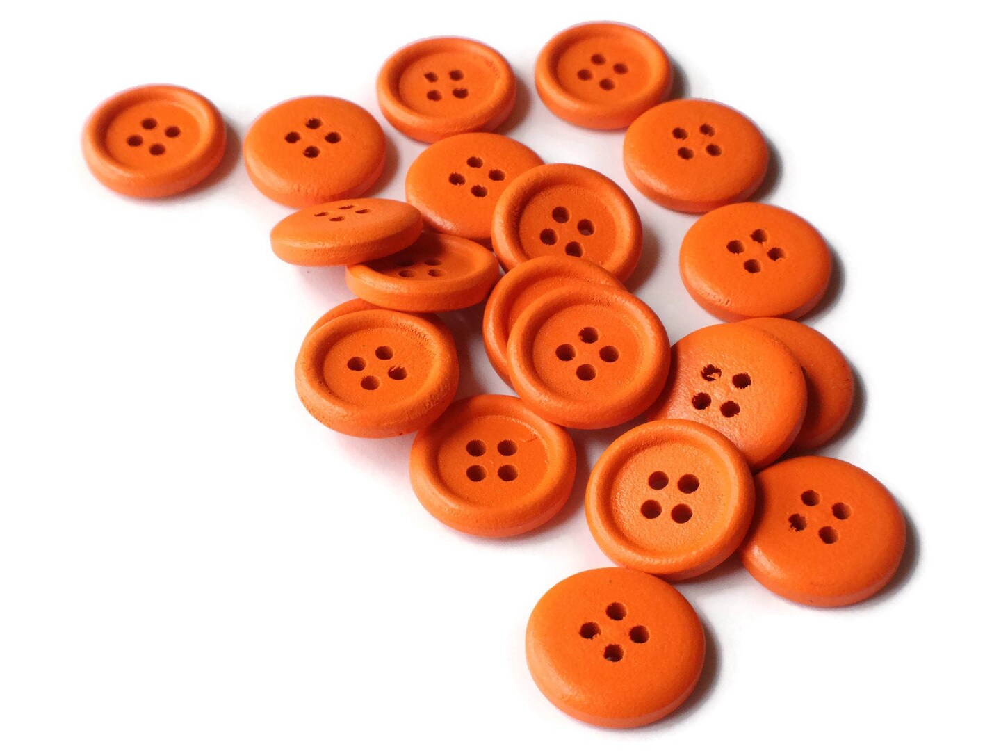 20 18mm Orange Wood 4 Hole Round Buttons Loose Wooden Buttons