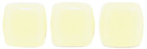 Czechmate 6mm Square Glass Czech Two Hole Tile Bead, Ivory