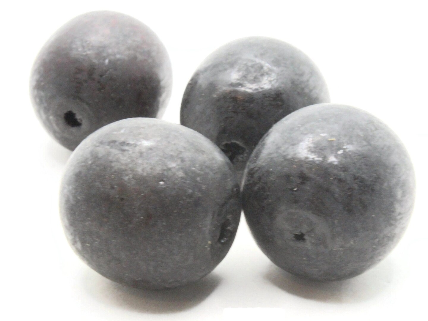 4 30mm Round Black Vintage Wood Beads