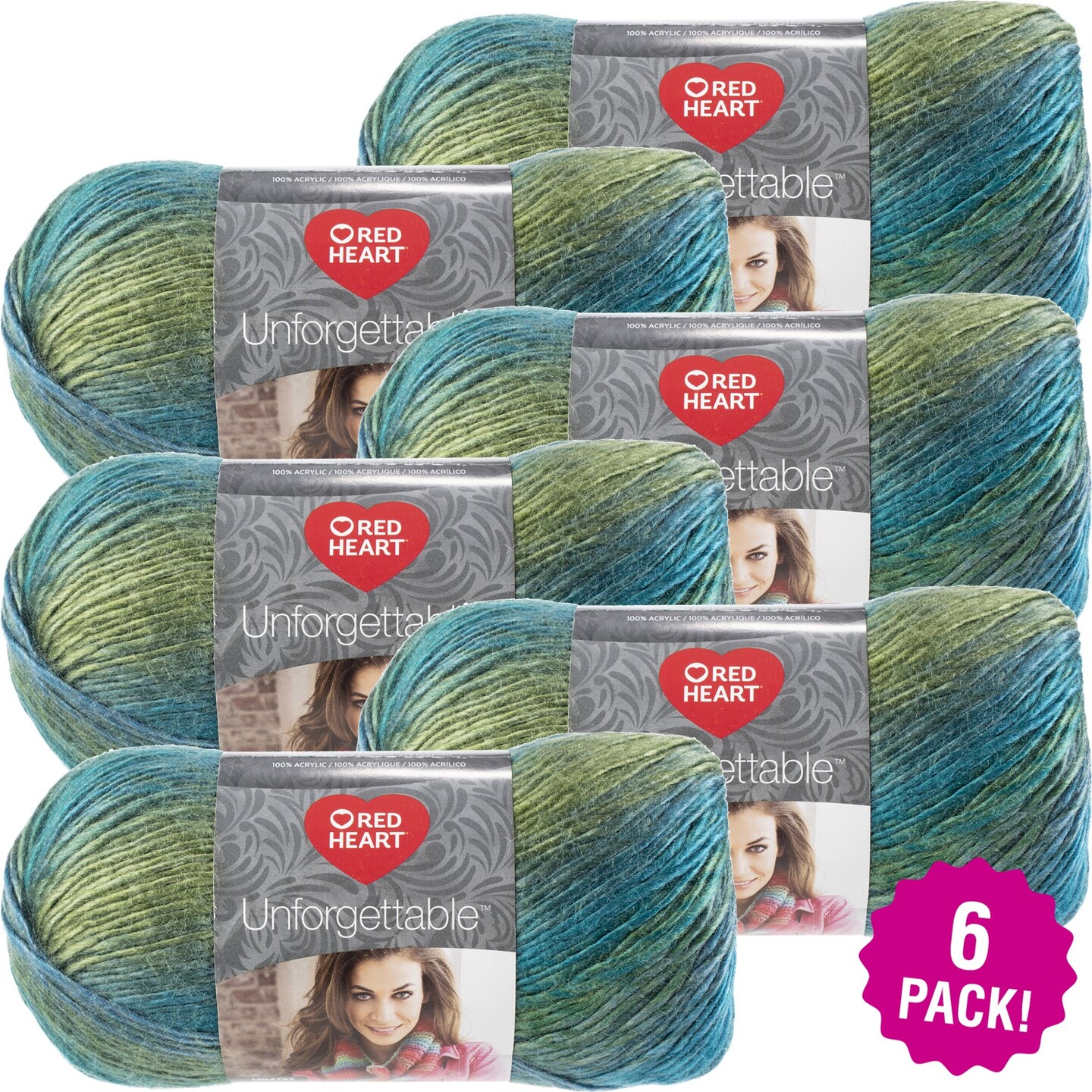 Multipack of 6 - Red Heart Unforgettable Yarn-Tidal