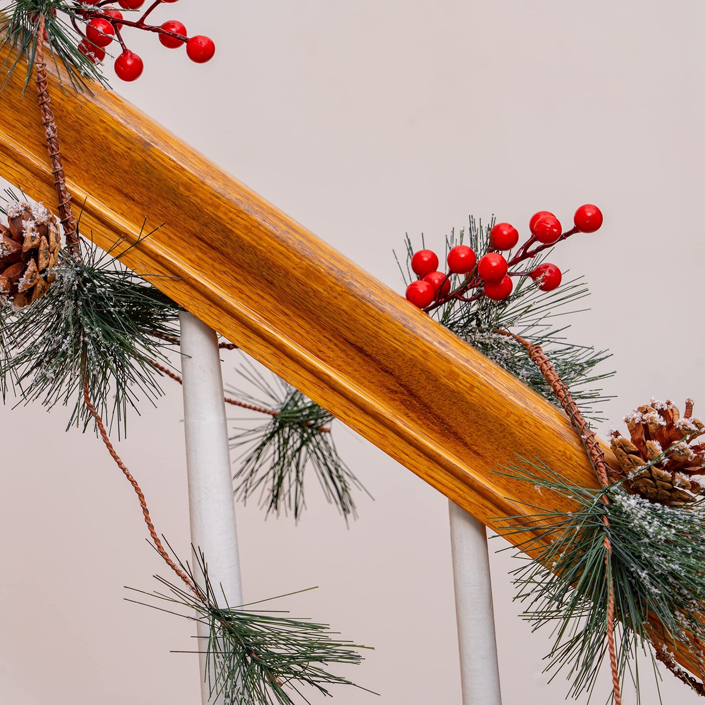Ornativity Pine and Berries Garland - Pine Needles, Pinecone and Berry Rustic Holiday Christmas Tree Natural Garland Decorations &#x2013; 6 Ft