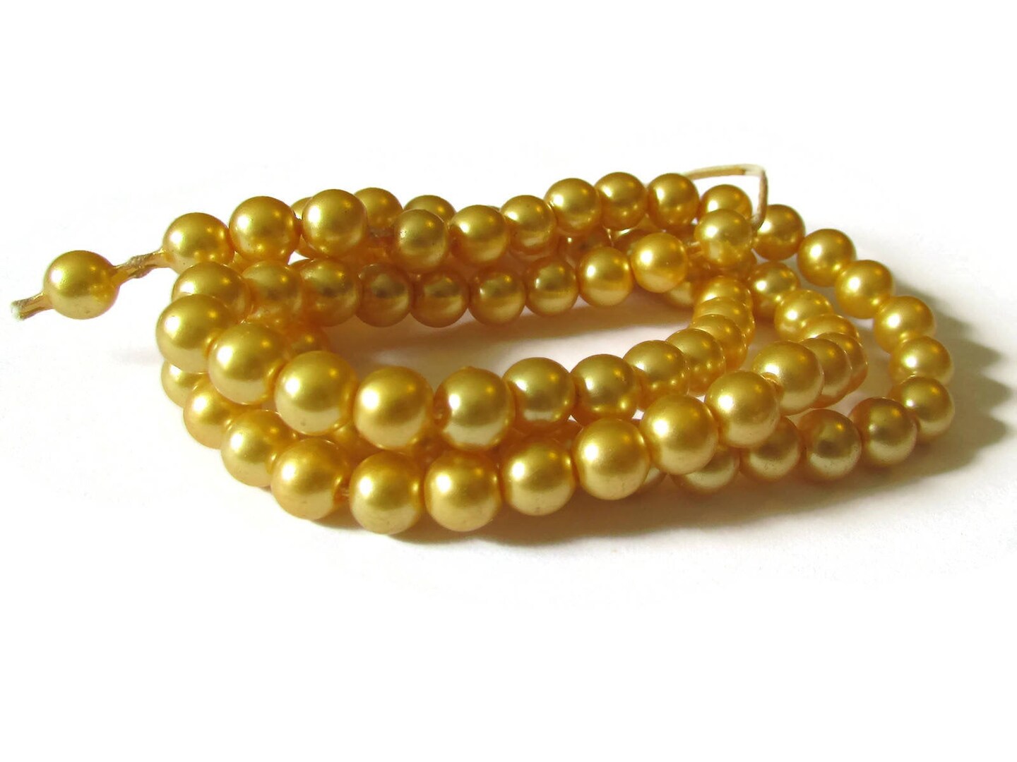 80 6mm Yellow Vintage Plastic Round Pearl Beads