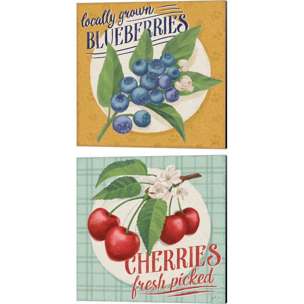 Berry Breeze B by Janelle Penner 14" x 14" Canvas Wall Art (Set of 2)