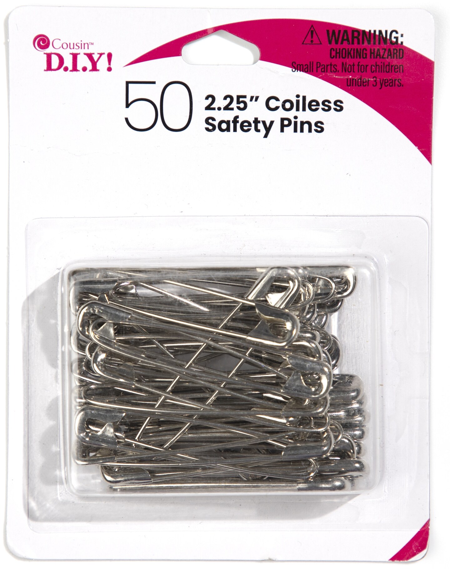 CousinDIY Coiless Safety Pins 50/Pkg-Nickel