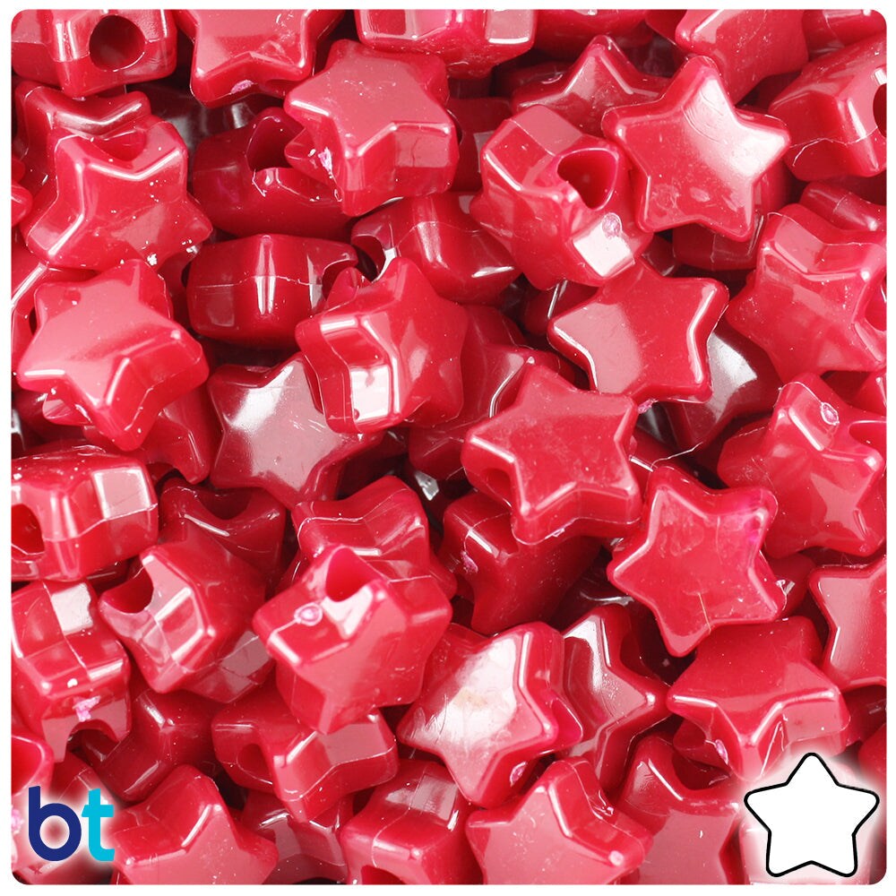 BeadTin Burgundy Opaque 13mm Star Plastic Pony Beads (250pcs)