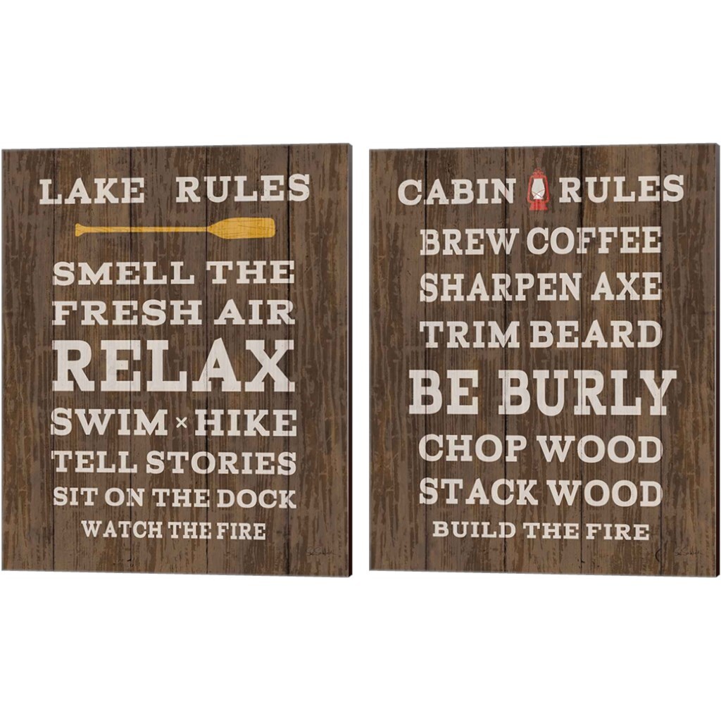 Cabin Life Dark by Sue Schlabach 12&#x22; x 15&#x22; Canvas Wall Art (Set of 2)