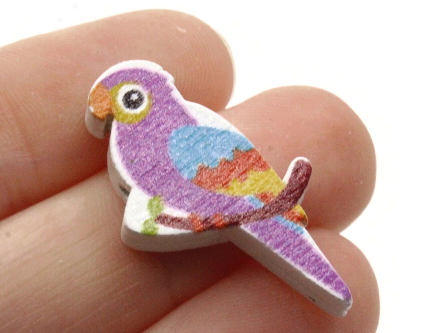 10 31mm Purple Wooden Parrot Beads