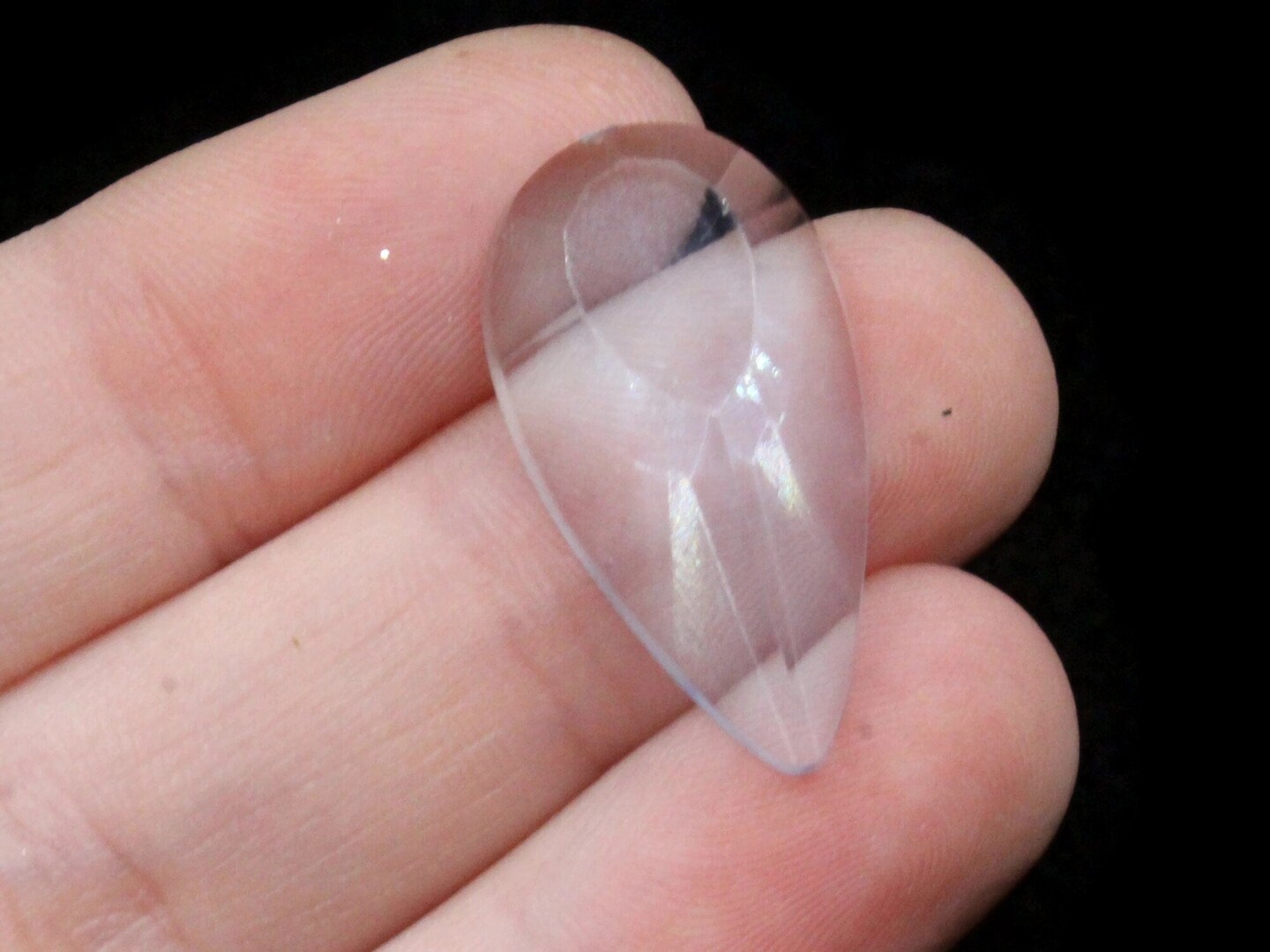 12 28mm Faceted Teardrop Clear Ice Blue Vintage Plastic Cabochons bL2