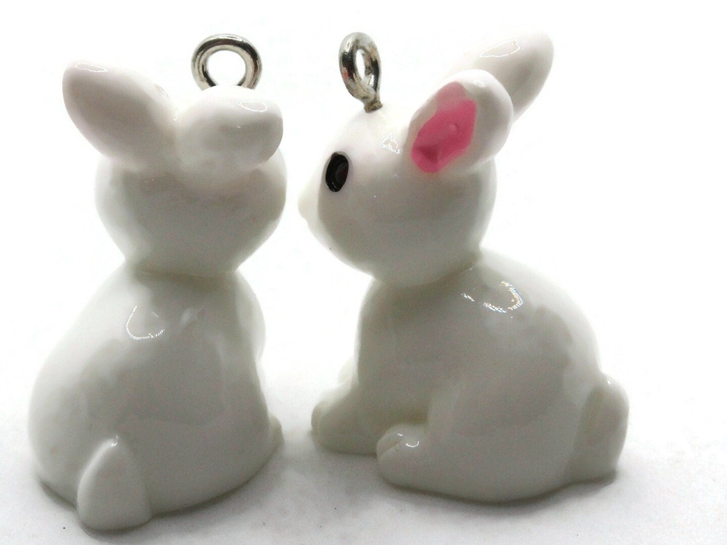 2 29mm White Resin Rabbit Charms