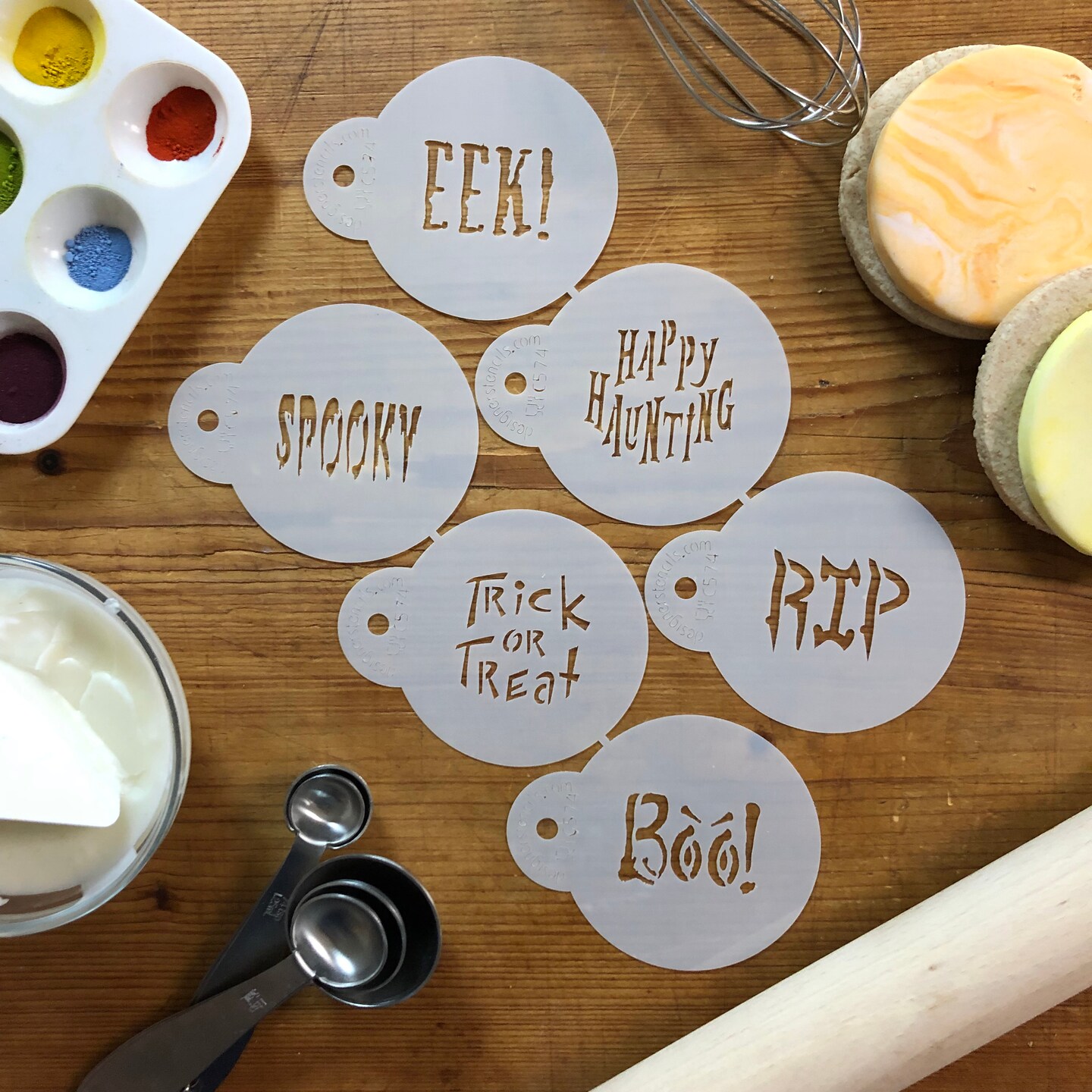 Small Halloween Sayings Cookie Stencils | C574 by Designer Stencils | Cookie Decorating Tools |