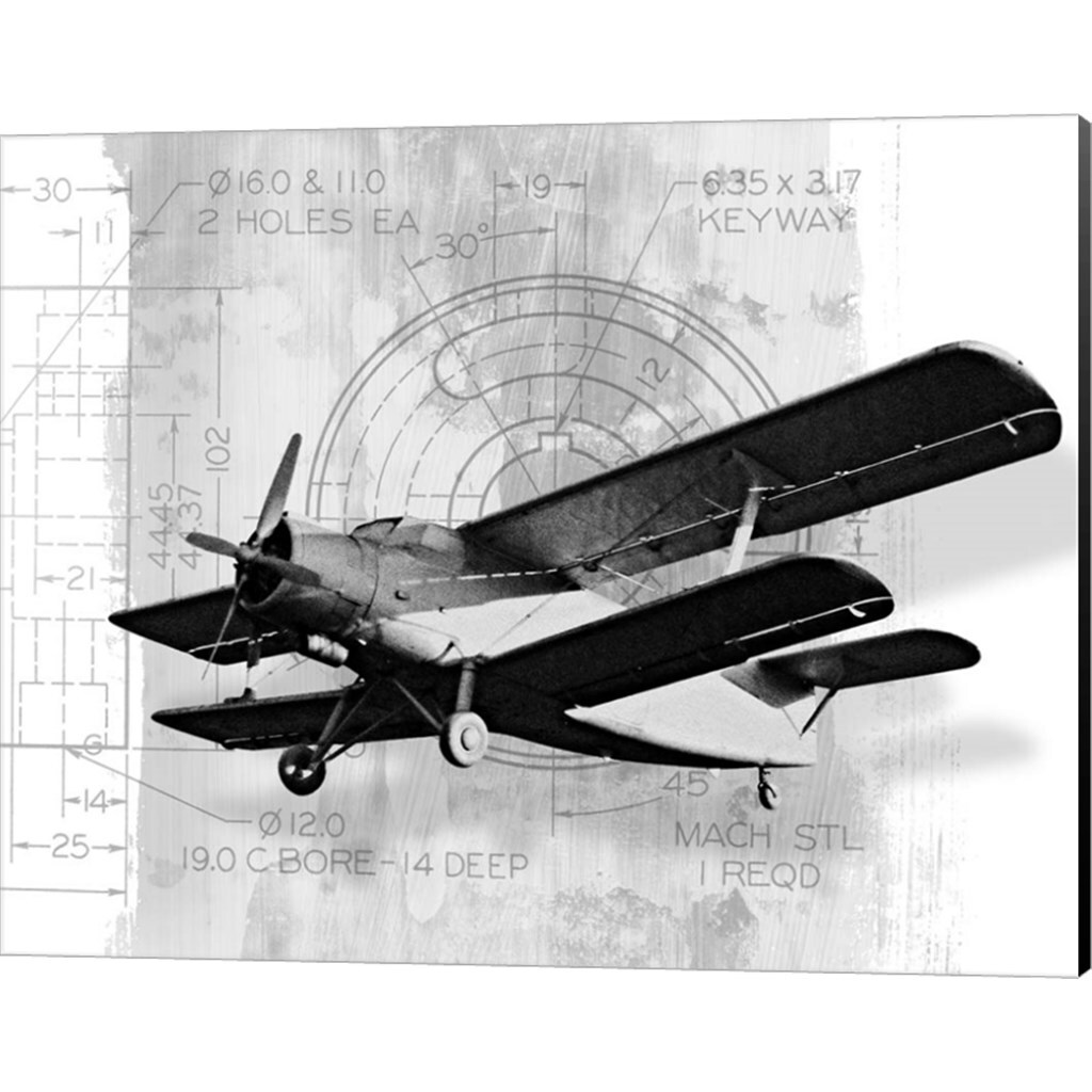 Flight Plans BW by Michael Marcon 15" x 12" Canvas Wall Art (Set of 2)