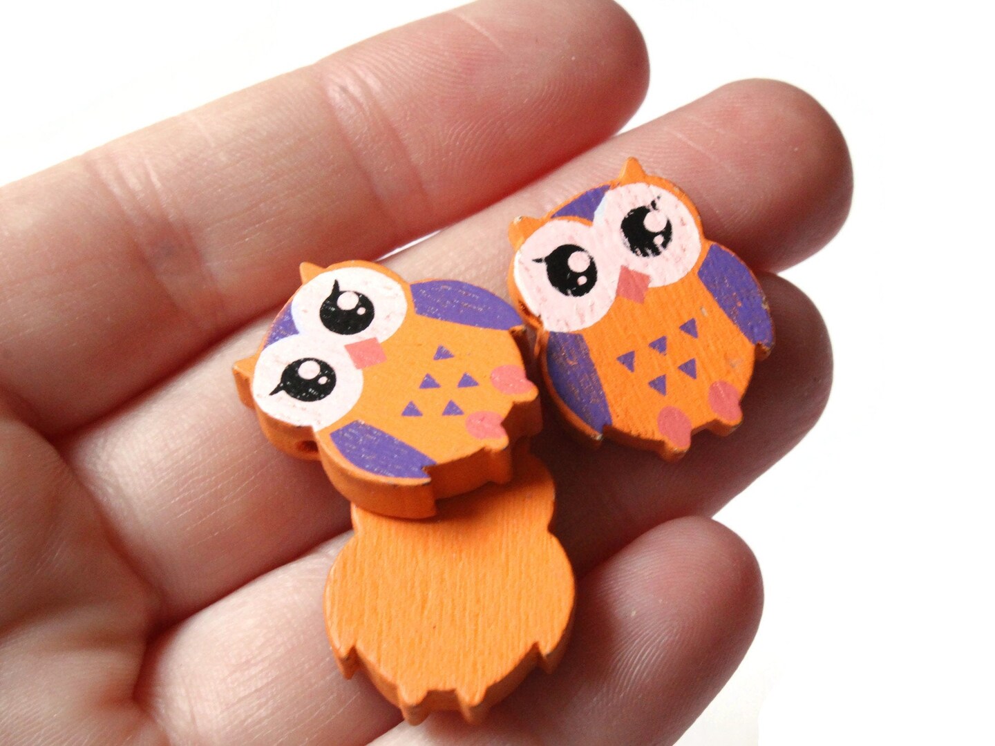 12 22mm Orange Wooden Owl Beads Wood Animal Beads Cute Bird Beads Novelty Beads to String by Smileyboy | Michaels