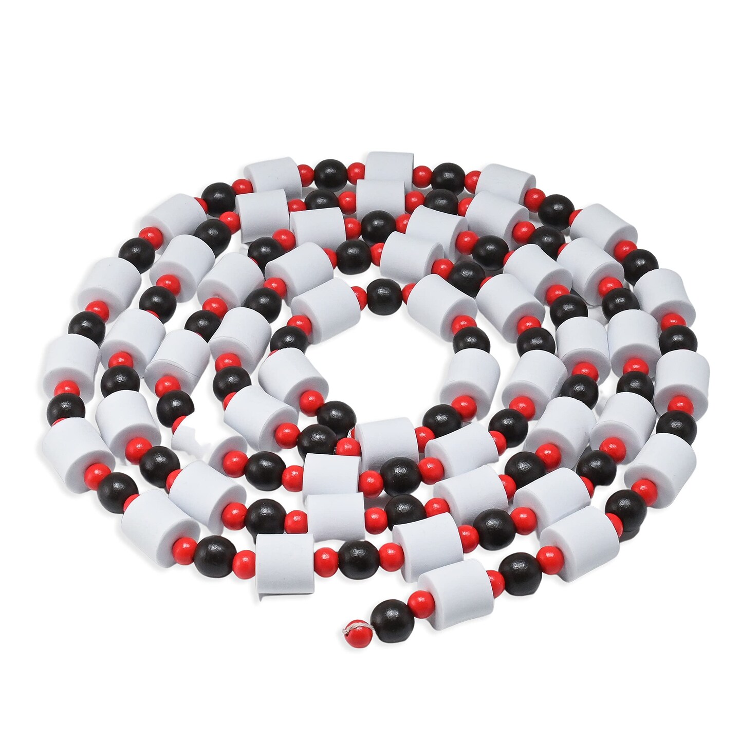 Ornativity Holiday Marshmallow Candy Garland - Rustic Christmas Wooden Farmhouse Country Wood Beaded Home and Holiday Garland Tree Decorations Boho Strand of Beads