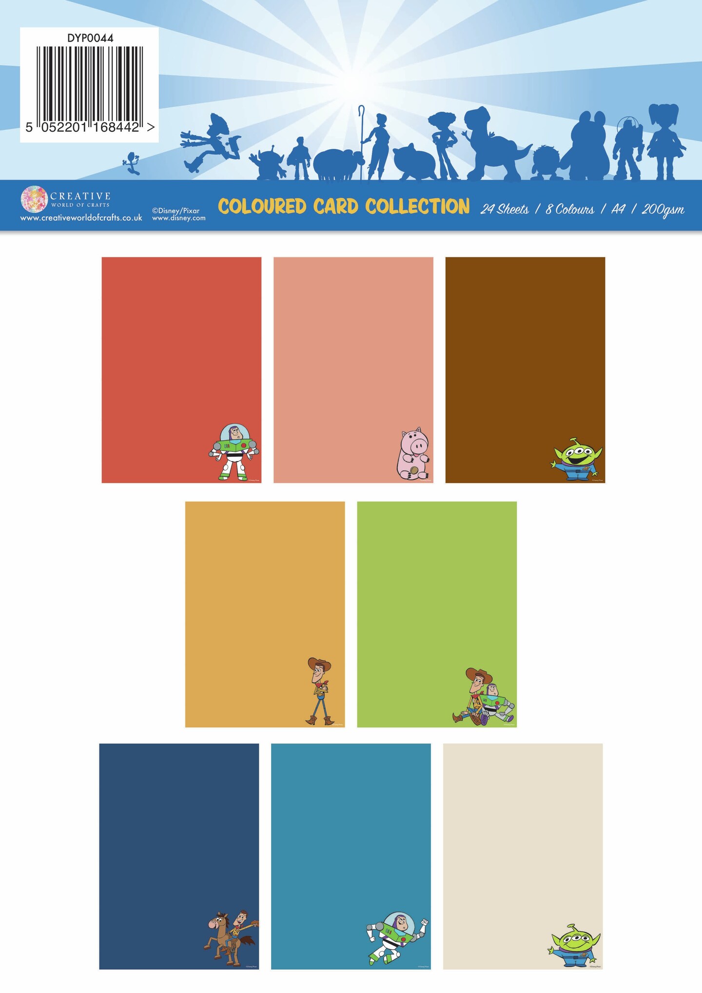 Creative World Of Crafts Disney Coloured Card Pack-Toy Story
