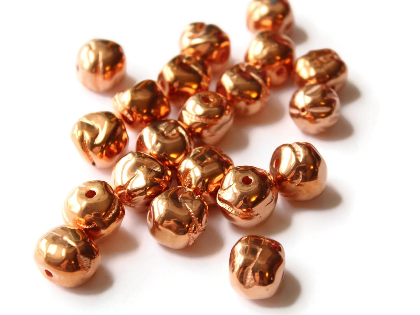 20 14mm Copper Nugget Vintage New Old Stock Beads Copper Plated Acrylic Beads Red Copper Loose Beads