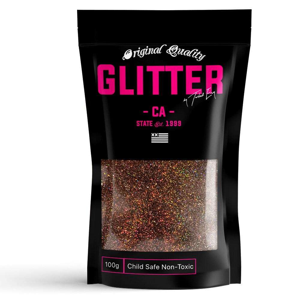 Coffee Holographic Premium Glitter Multi Purpose Dust Powder 100g / 3.5oz for use with Arts &#x26; Crafts Wine Glass Decoration Weddings Cards Flowers Cosmetic Face Body Nails (PACKAGING MAY VARY)