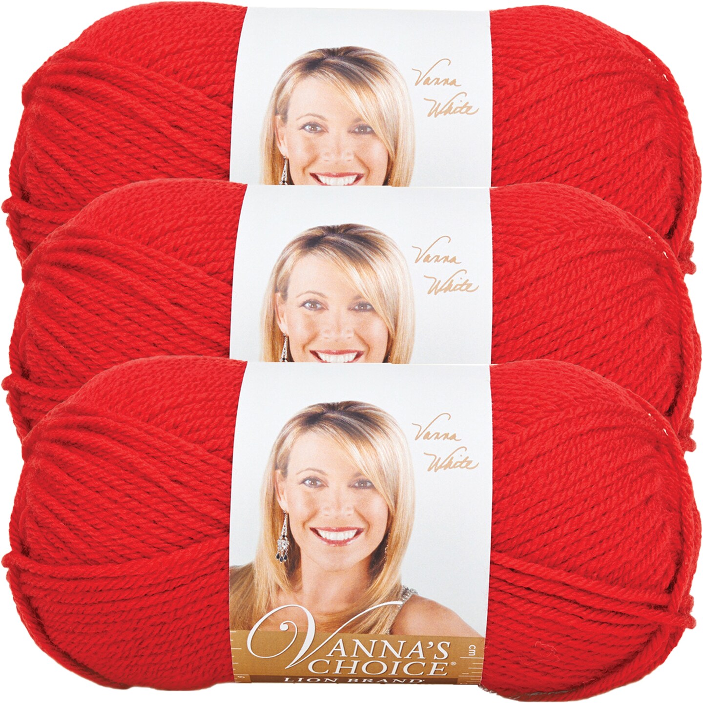 (3 Pack) Lion Brand Vanna&#x27;s Choice Yarn - Scarlet