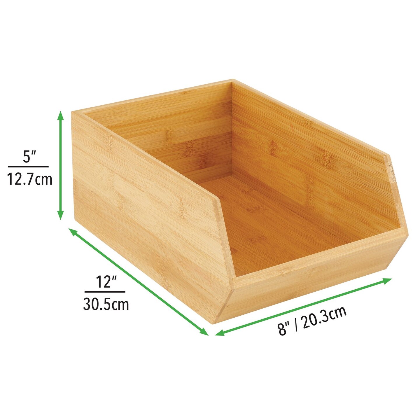 mDesign Bamboo Stackable Food Storage Organization Bin - Natural Wood