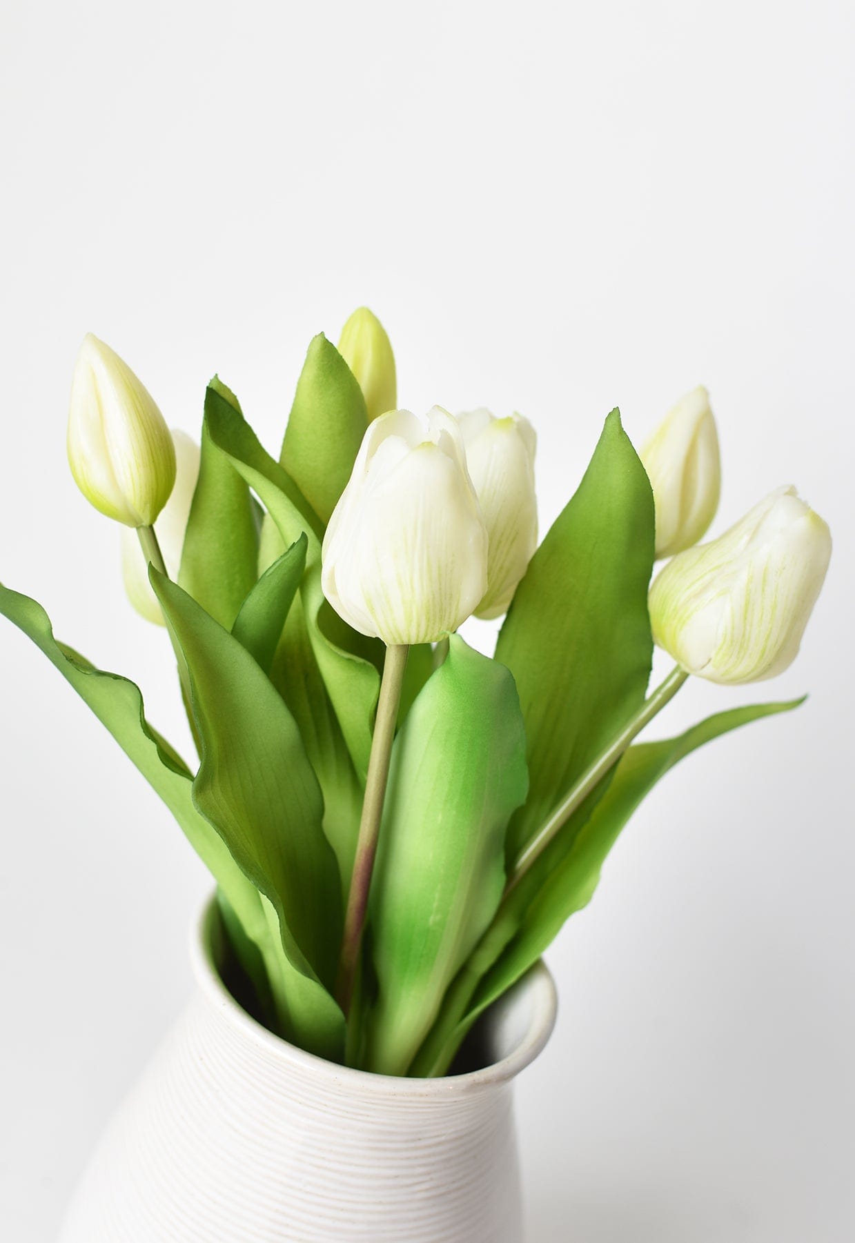 11.75&#x22; Faux Real Touch White Tulip Stem Bundle
