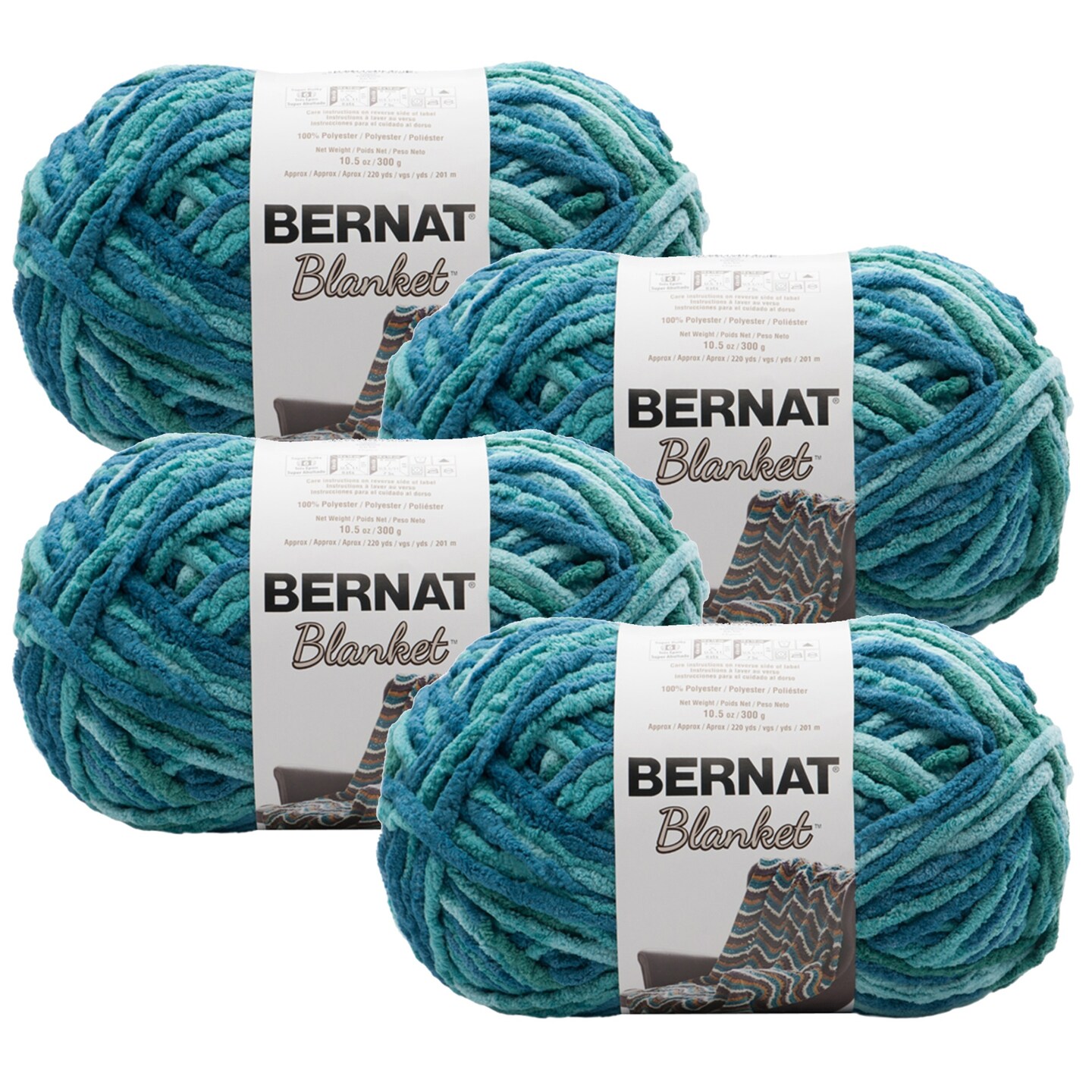(Pack of 4) Bernat Blanket Big Ball Yarn-Tidepool-Coastal Collection
