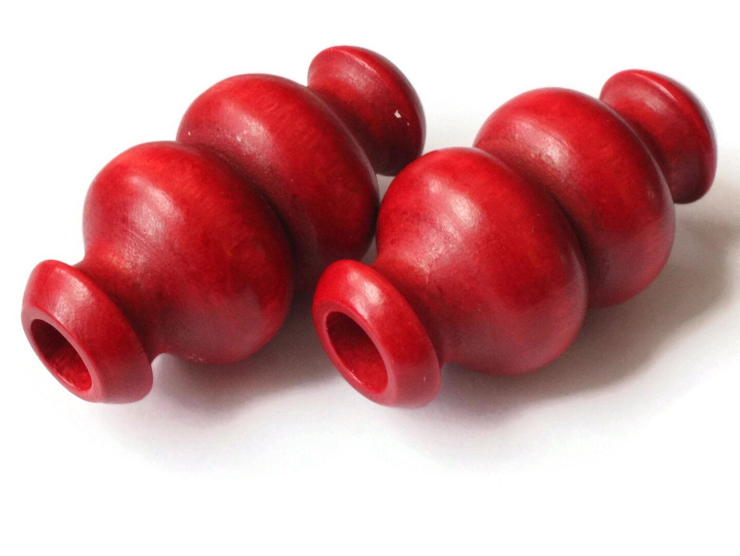 51mm Red Wood Decorative Tube Beads Vintage Wooden Macrame Beads