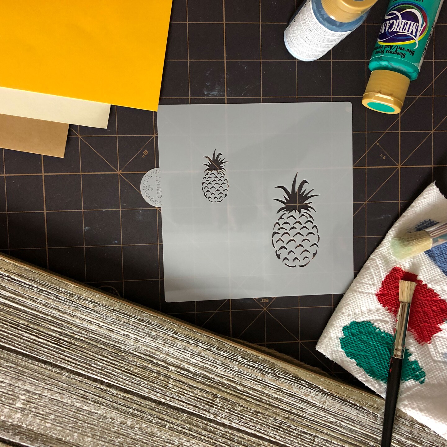 Pineapple Cookie &#x26; Craft Stencil | CM097 by Designer Stencils | Cookie Decorating Tools | Baking Stencils for Royal Icing, Airbrush, Dusting Powder | Craft Stencils for Canvas, Paper, Wood | Reusable Food Grade Stencil