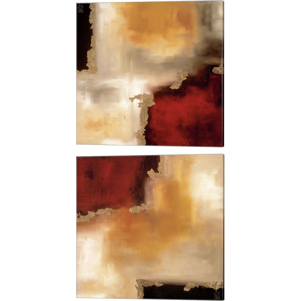 Crimson Accent by Laurie Maitland 14&#x22; x 14&#x22; Canvas Wall Art (Set of 2)