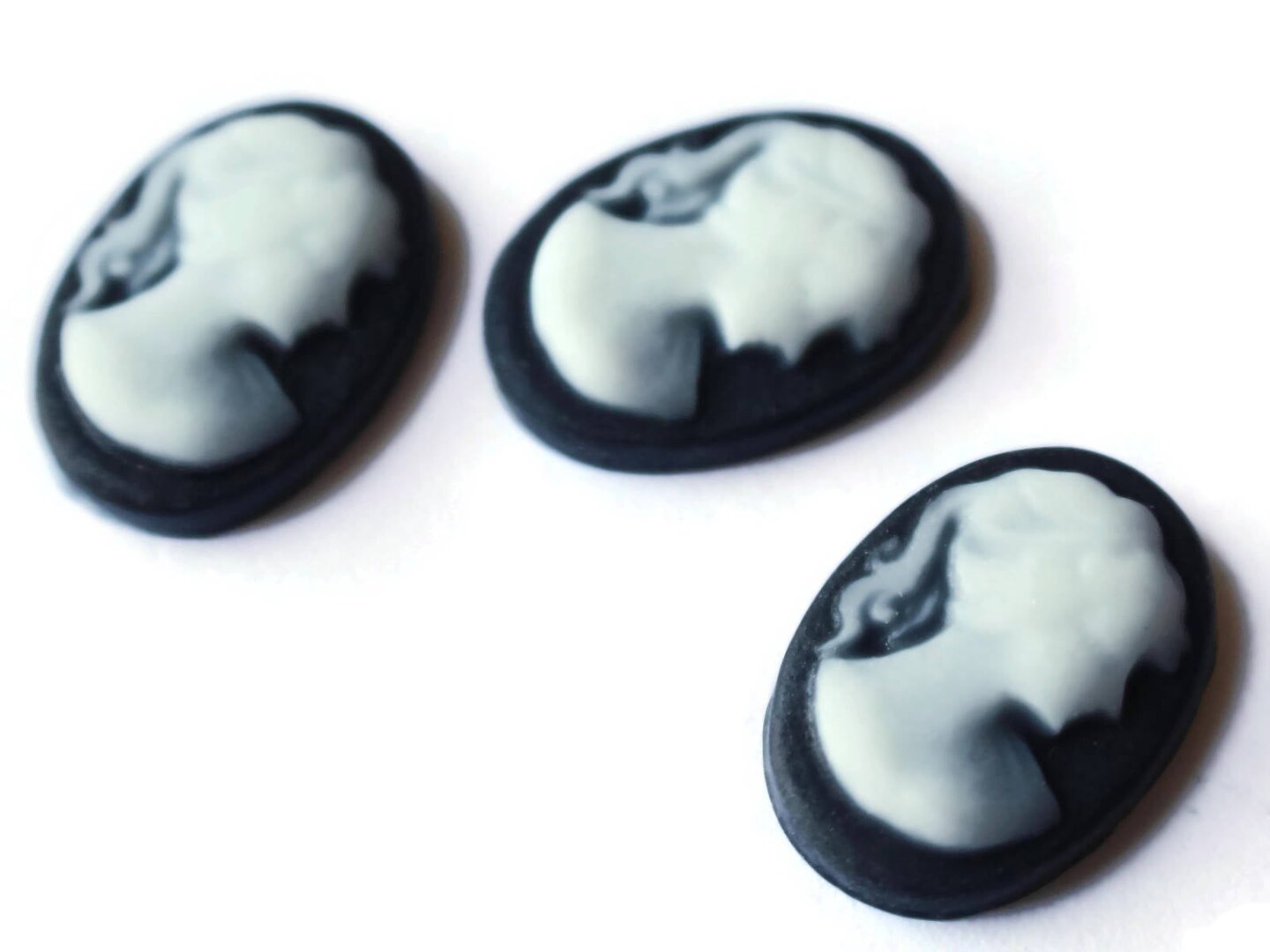 10 18x13mm Black Cameo Cabochons Resin Flat Back Greek Woman Cameo Cabochons