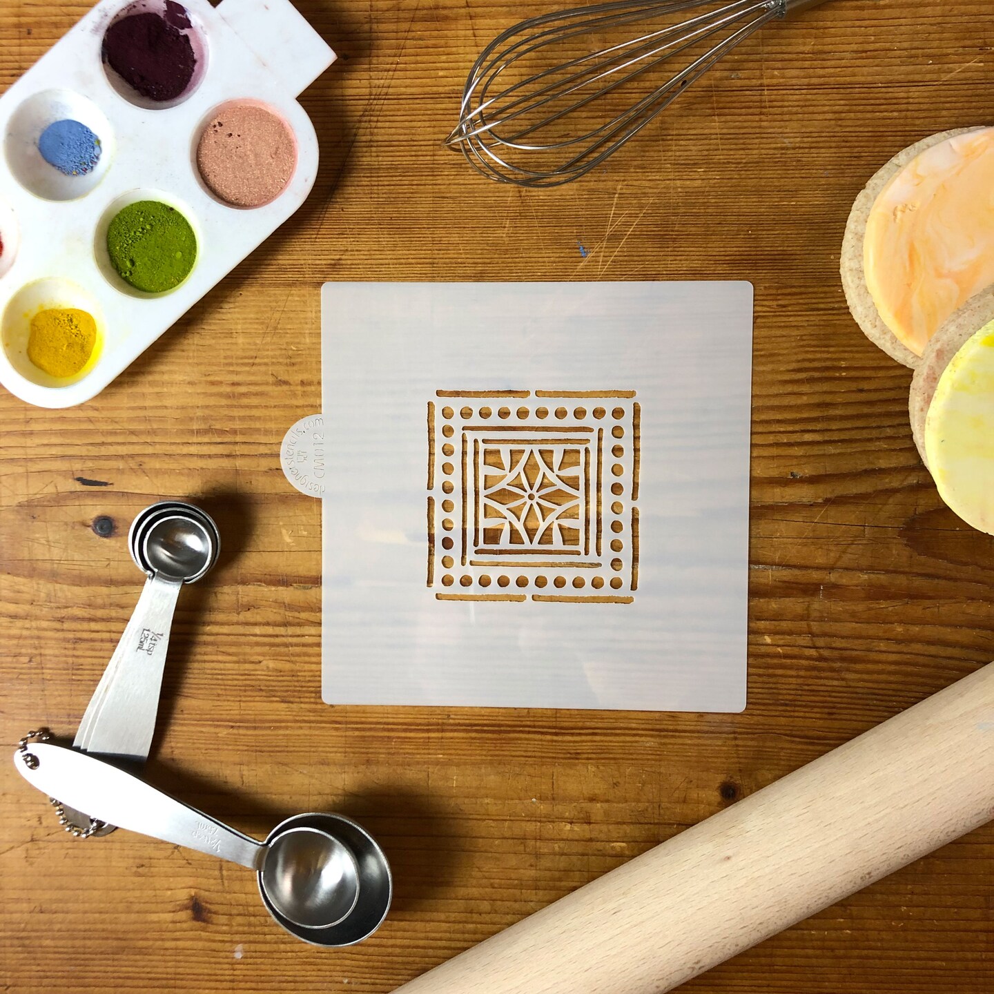 Matisse Tile Cookie &#x26; Craft Stencil | CM012 by Designer Stencils | Cookie Decorating Tools | Baking Stencils for Royal Icing, Airbrush, Dusting Powder | Craft Stencils for Canvas, Paper, Wood | Reusable Food Grade Stencil