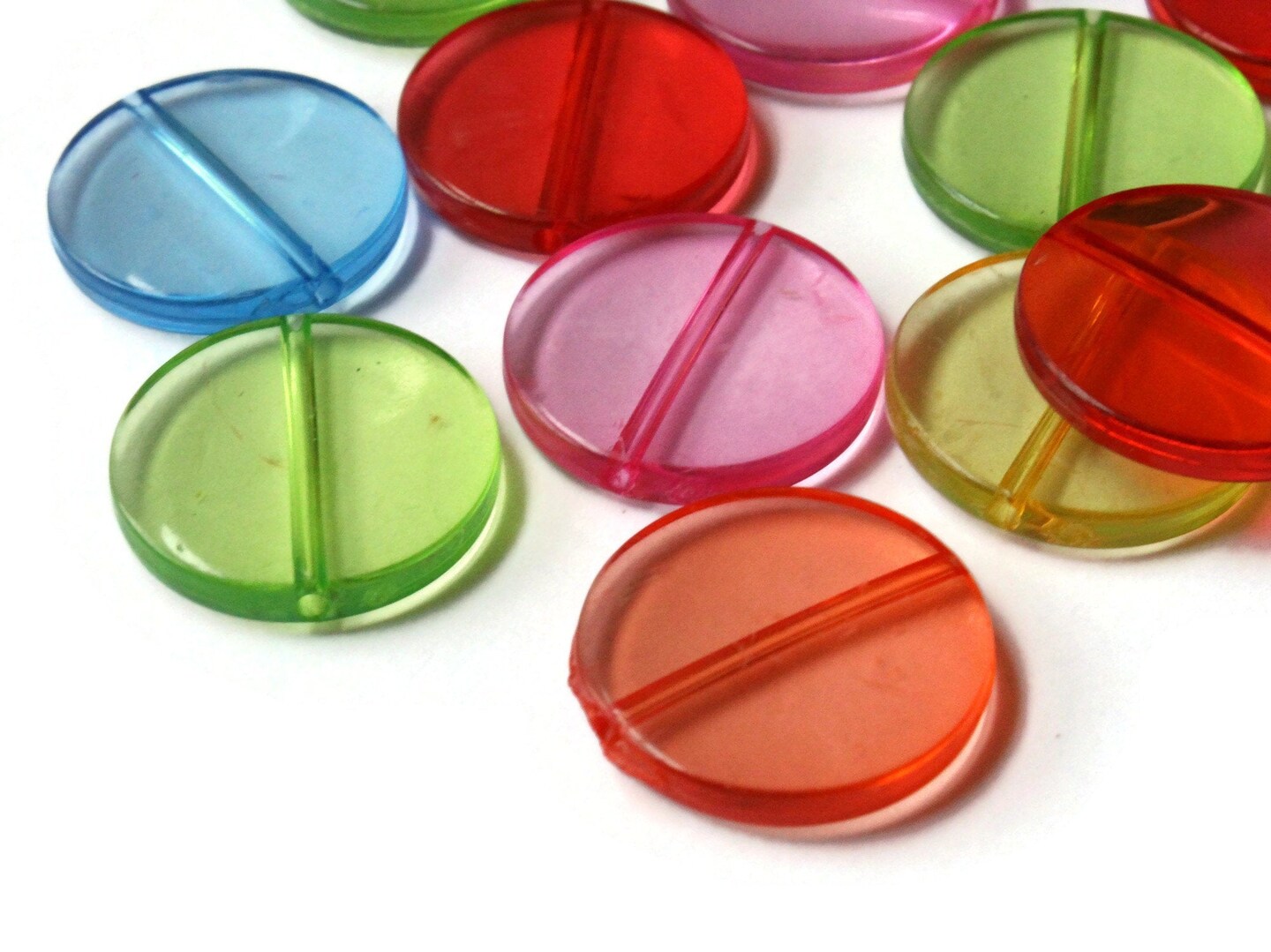 14 25mm Mixed Color Clear Coin Beads Acrylic Flat Round Bead Mix Assorted Color Beads bD2