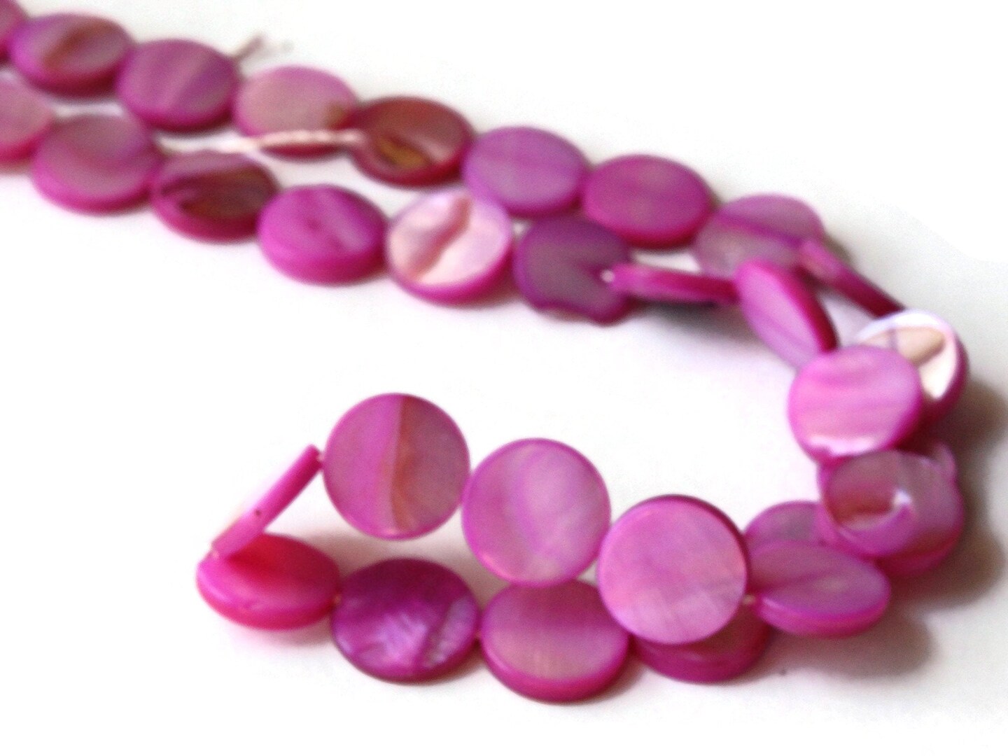 10mm Pink Mother of Pearl Disc Beads Seashell Beads Loose Dyed pink Beads Full Strand Shell Coins